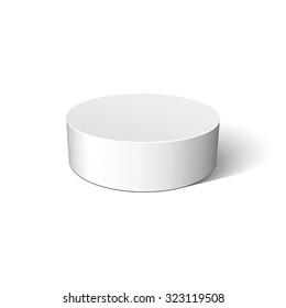 White Round Box. Vector Illustration.