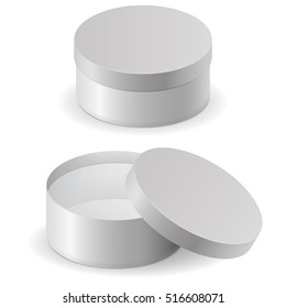 White round box. Vector illustration isolated on white background