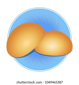 White round bread. Bread icons. Vector illustration.
