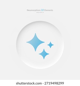 Un Botón redondo blanco con una insignia de inteligencia artificial azul. Botones en el estilo neumórfico. Gráficos de Vector EPS 10.