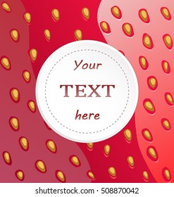 White round card for text on strawberry background