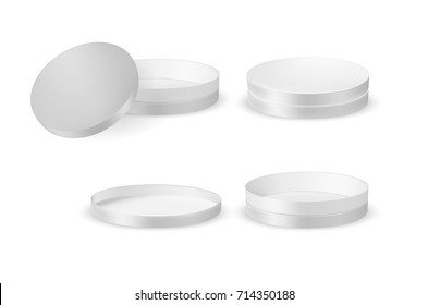 White round cardboard box with lid.
