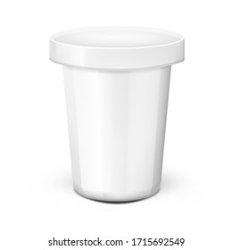 White Round Closed Glossy Ice Cream Cup. EPS10 Vector