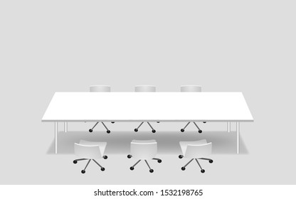 white round conference table and chairs on the white background