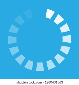 White round download sign isolated on blue background. Load icon. Data loading bar. Vector stock illustration