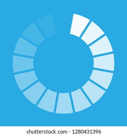 White round download sign isolated on blue background. Load icon. Data loading bar. Vector stock illustration