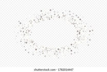 White Round Festive Transparent Background. Happy Sequin Wallpaper. Silver Sparkle Rich Design. Splash Falling Postcard.