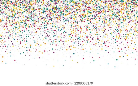 White Round Flying White Background. Christmas Dust Background. Top Confetti Card. Green Polka Effect Illustration.