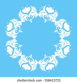 White round frame on blue background. Vector art