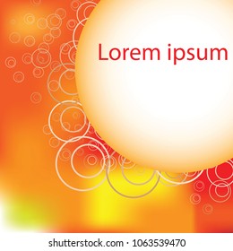 White round frame on the light Summer Gradient Background in red, yellow and orange colors. Vector illustration eps10.