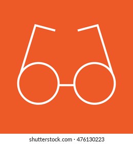 White round glasses icon vector illustration. Orange background