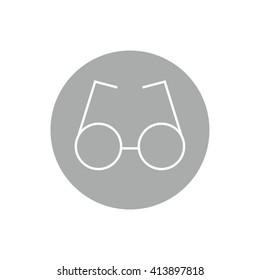 White round glasses vector illustration. Gray circle. Gray button
