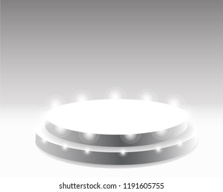 white round illuminated podium vector illustration 3D
