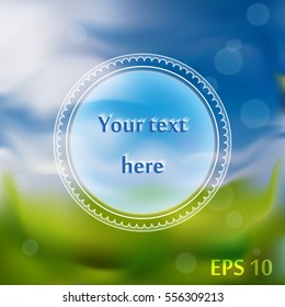 White round Infographics template. Blurred blue sea background. Vector