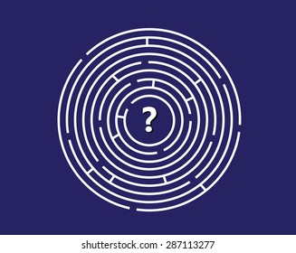 White round labyrinth on blue background