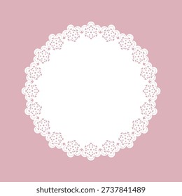 White round lace doily, vector lace napkin, laser cut template