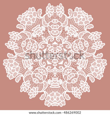 White round lacy doily. Vector illustration. May be used for decoration or invitations.