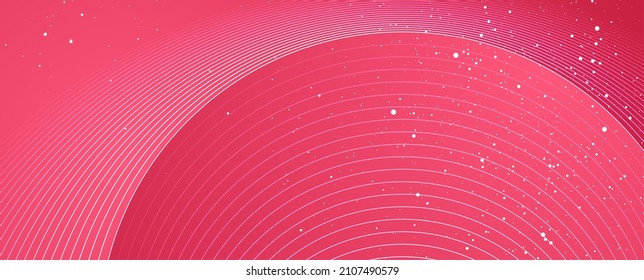 Líneas redondeadas blancas y puntos sobre fondo rosado. Resumen diseño de vector mínimo geométrico moderno