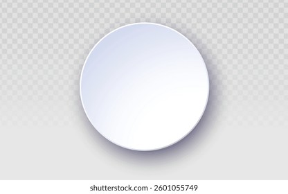 White round paper note vector with a 3D circle on a light gray background. Realistic paper and transparent element, perfect for note illustrations, circular icons, or simple designs.