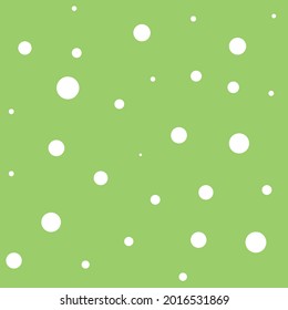 White round patterns on green background, vector decorative textile
