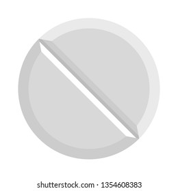 White round pill on white background. Vector illustration