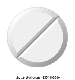White round pill on white background. Vector illustration