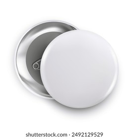 White round pin button. Vector illustration