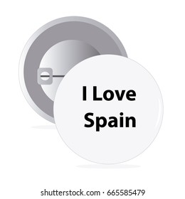 White round pin with text Spain