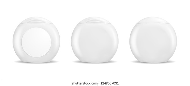 White round plastic bottle.