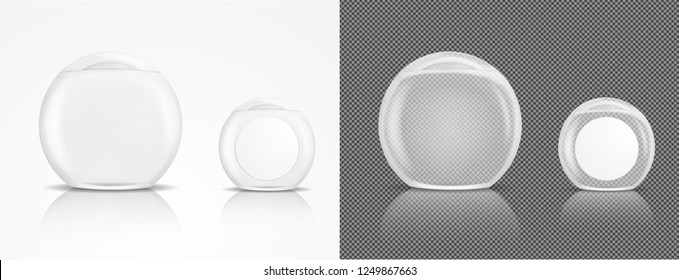 White round plastic bottle.