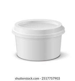 White Round Plastic Tub Container For Dairy Product. EPS10 Vector