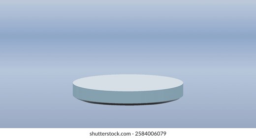 White round podium with air bubbles on blue water surface. Mock up empty geometric stage, platform with soap spheres or water drops for product modern