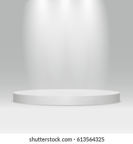 White round podium. Pedestal. 3D. Scene. Vector illustration.