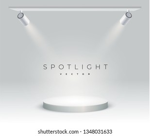 White round podium. Pedestal. Scene. Vector illustration.