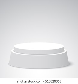 White round podium. Pedestal. Scene. Vector illustration.