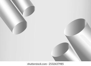  white round podium set background with light and shadow. Abstract geometric composition in minimalist design. 3D studio display showroom product pedestal, Fashion stage showcase mockup scene.