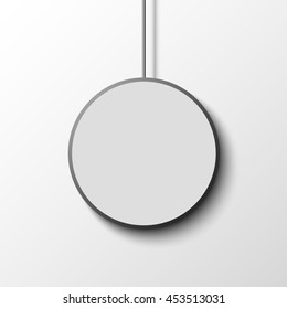 White round poster on white wall. Banner. Vector illustration.