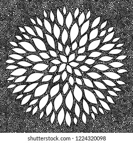 white round rosette with leaves on bubbles texture
