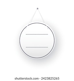 White round shop door signs hanging isolated on transparent background. Empty or blank sign for store, restaurant or cafe. Vector