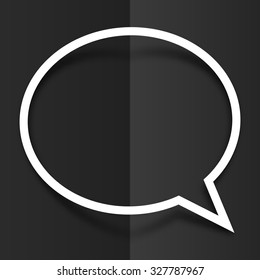 White round speech bubble vector frame with shadow at black folded paper background