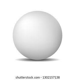 White Round Sphere or Ball. Realistic Matte Pearl or Plastic Ball isolated on white background. Vector Illustration for Your Design.