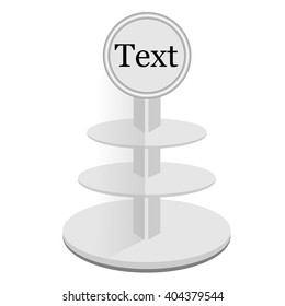White round stand racks for supermarkets. Empty shelves for your product on white background. Vector illustration.