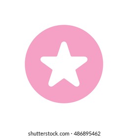 White round star icon vector. Pink circle. Pink button