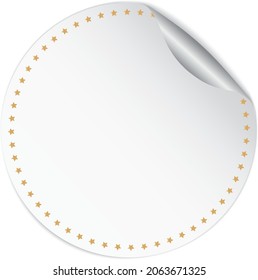 white round sticker vector banner with stars frame on white background