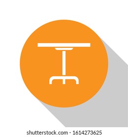White Round table icon isolated on white background. Orange circle button. Vector Illustration