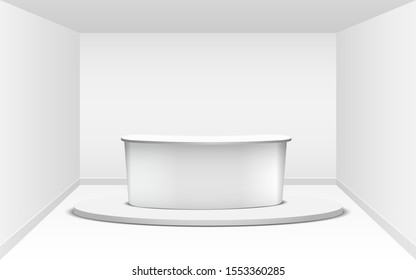 white round table in the white studio room