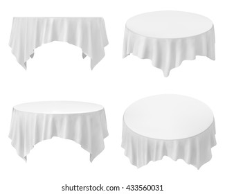 White round tablecloth set isolated on white