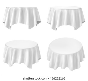 White round tablecloth set isolated on white