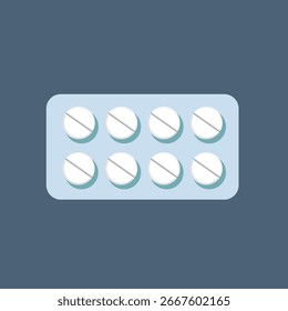 Tabletas redondas blancas en la ilustración médica del paquete de la ampolla