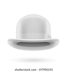 White round traditional hat with hatband on white background.